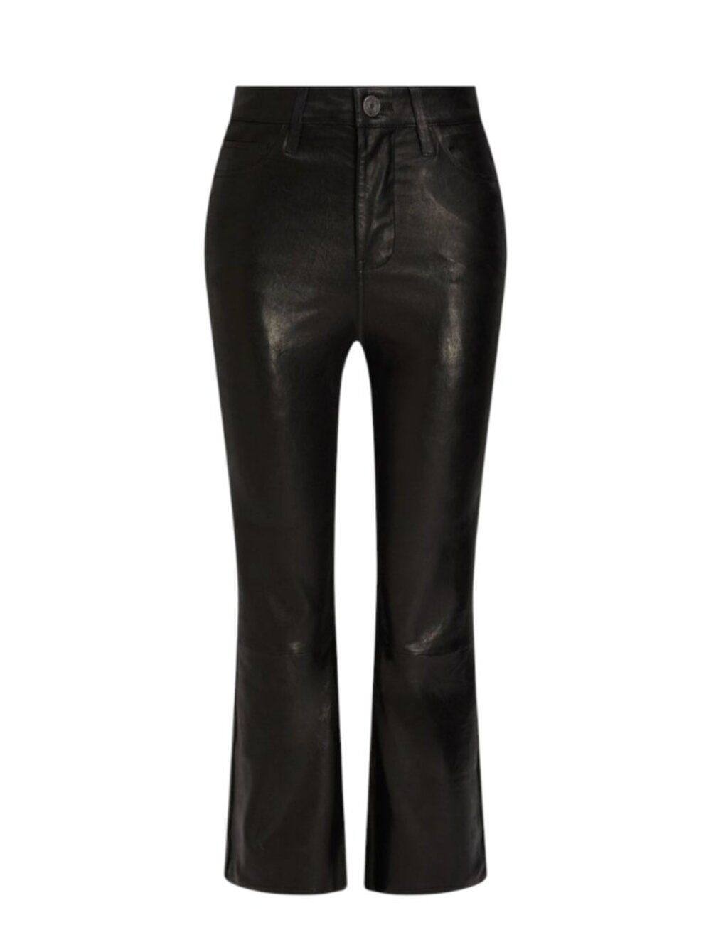 Frame Le Crop Mini Boot Leather Pants Womens 26 Black High Rise Waist Stretch - Picture 2 of 15